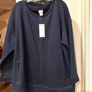 Chico's Zenergy Sweatshirt Navy Women's 2-3x NEW w/tag